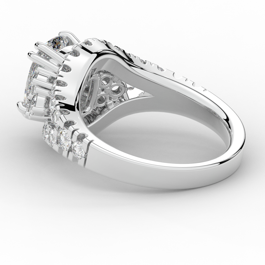 3.10CT.TW CUSHION LAB DIAMOND HALO ENGAGEMENT RING - Nazarelle