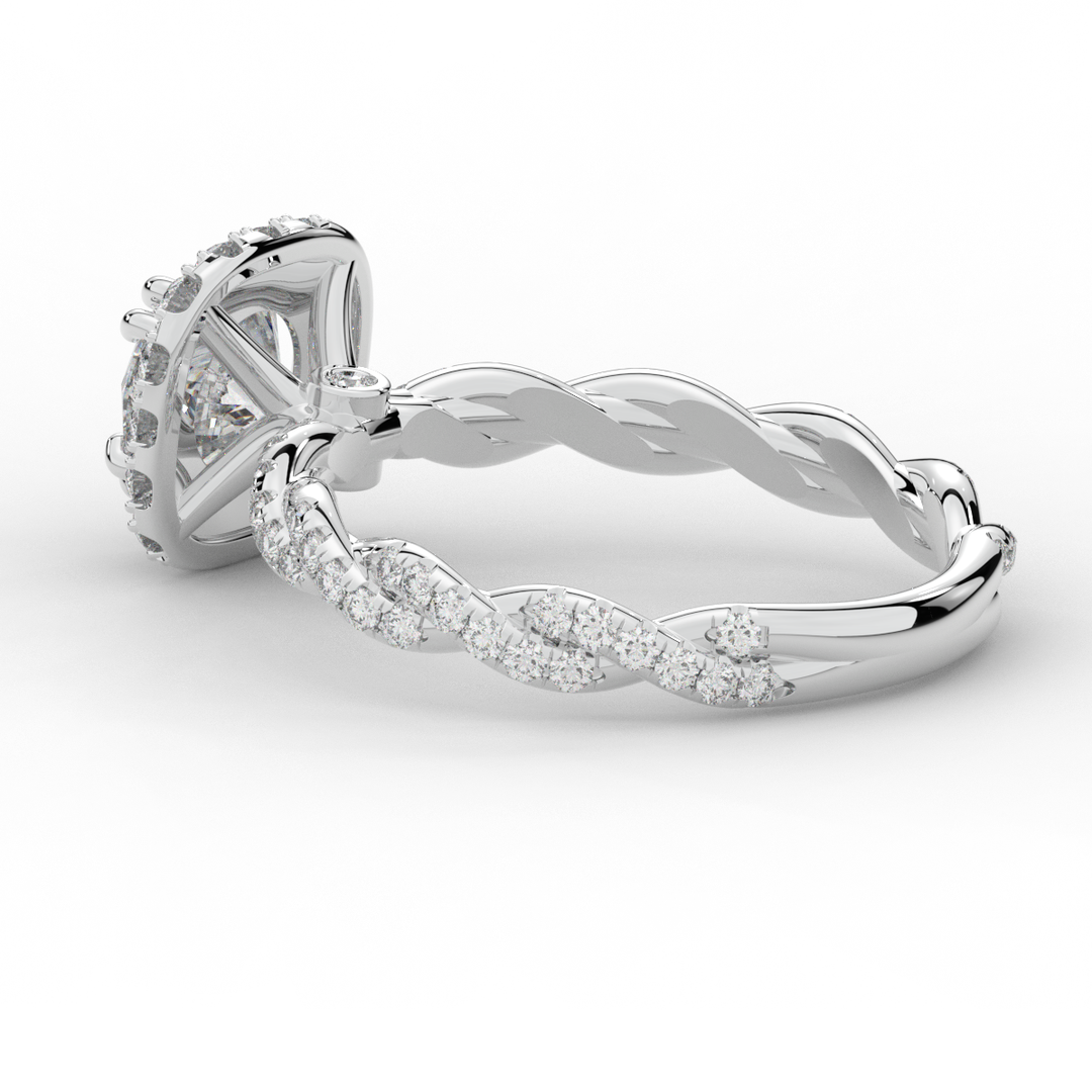1.55CT.TW ROUND LAB DIAMOND HALO TWIST ENGAGEMENT RING - Nazarelle