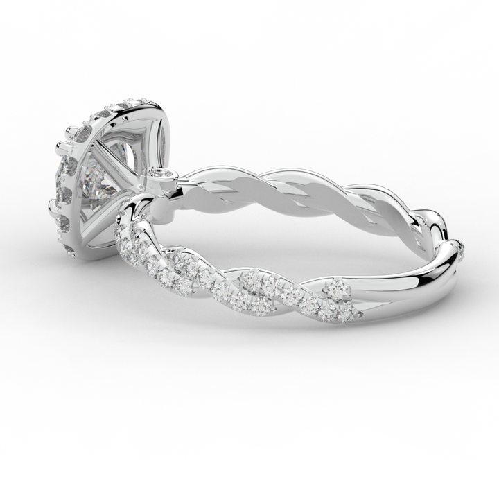 1.55CT.TW ROUND LAB DIAMOND HALO TWIST ENGAGEMENT RING - Nazarelle