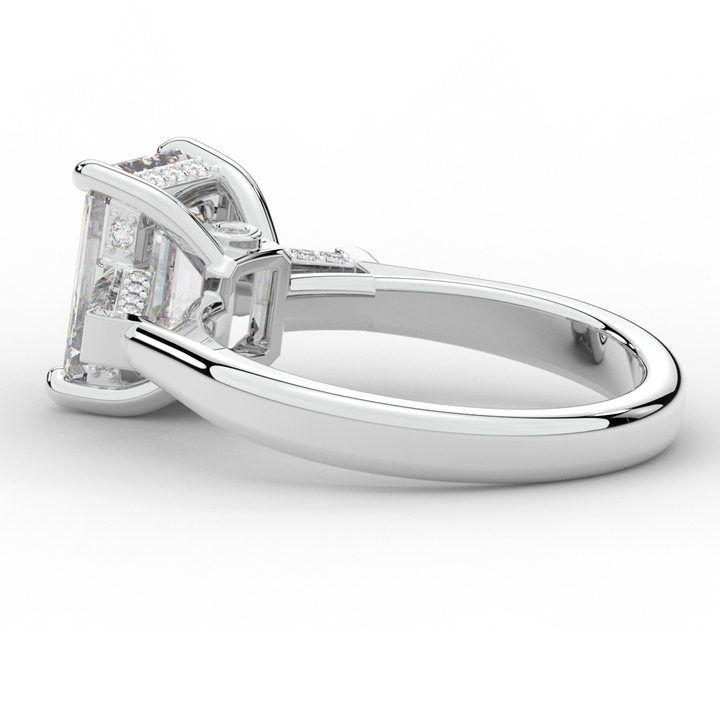 3.45CT.TW EMERALD CUT LAB DIAMOND 3 STONE ENGAGEMENT RING - Nazarelle