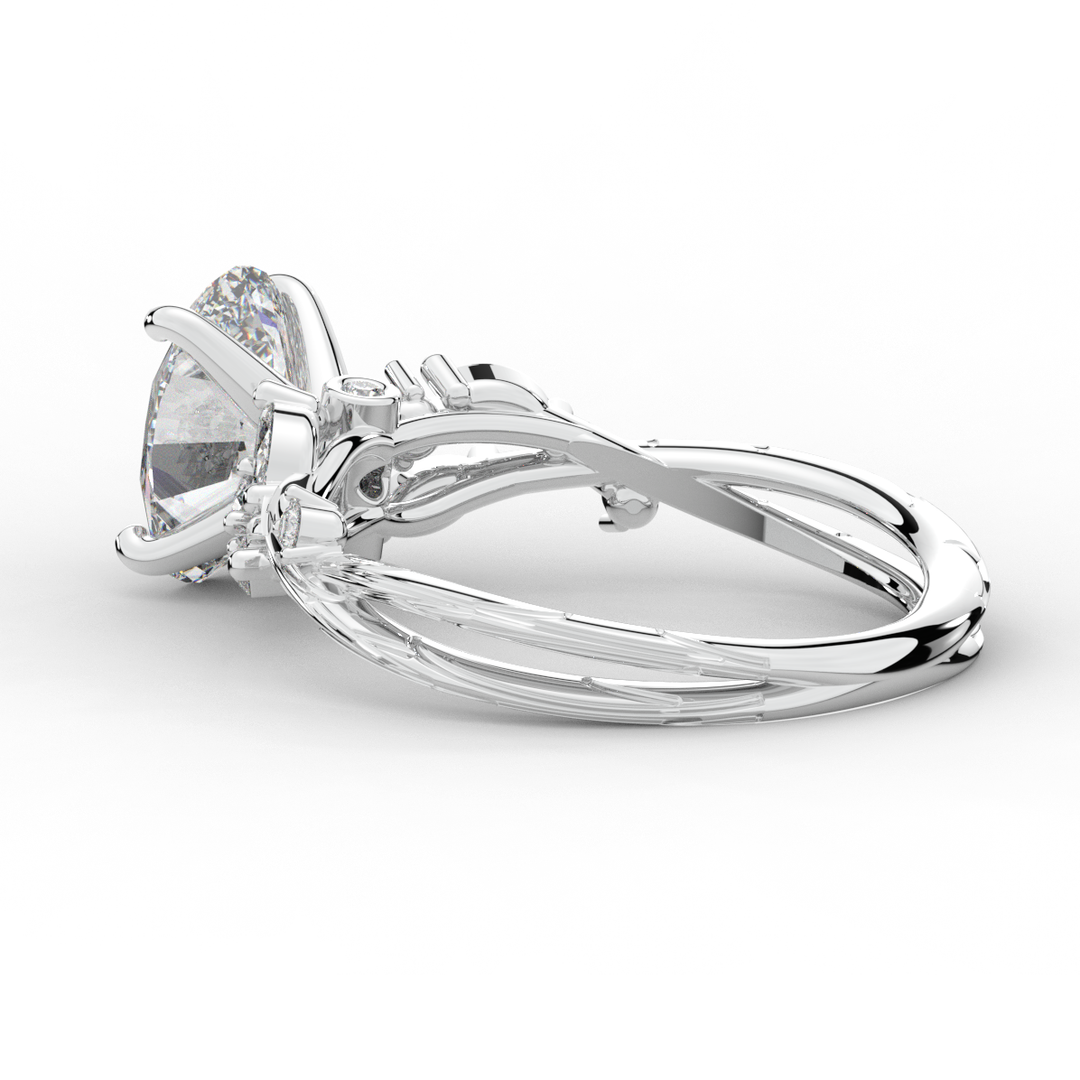 2.25CT.TW OVAL LAB DIAMOND STYLIZED VINE AND TREE BARK FINISH ENGAGEMENT RING - Nazarelle