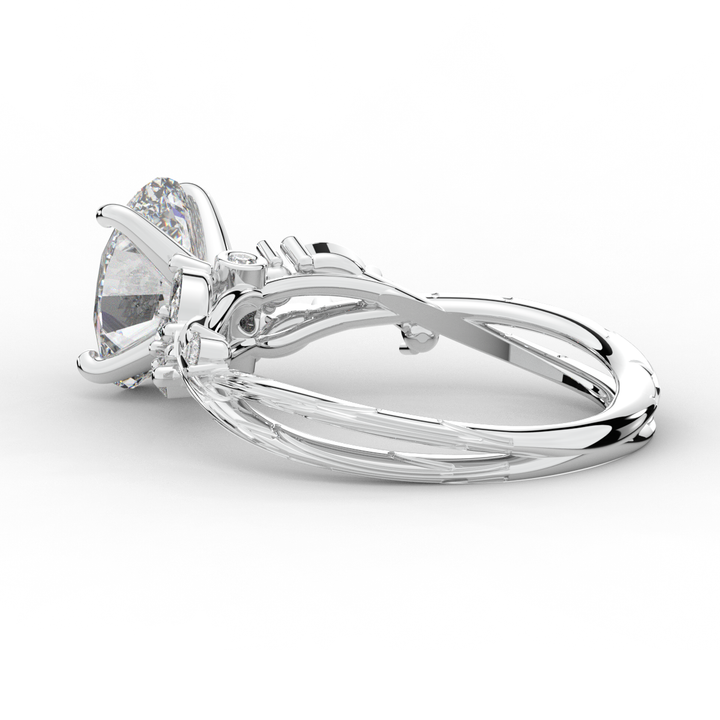 2.25CT.TW OVAL LAB DIAMOND STYLIZED VINE AND TREE BARK FINISH ENGAGEMENT RING - Nazarelle