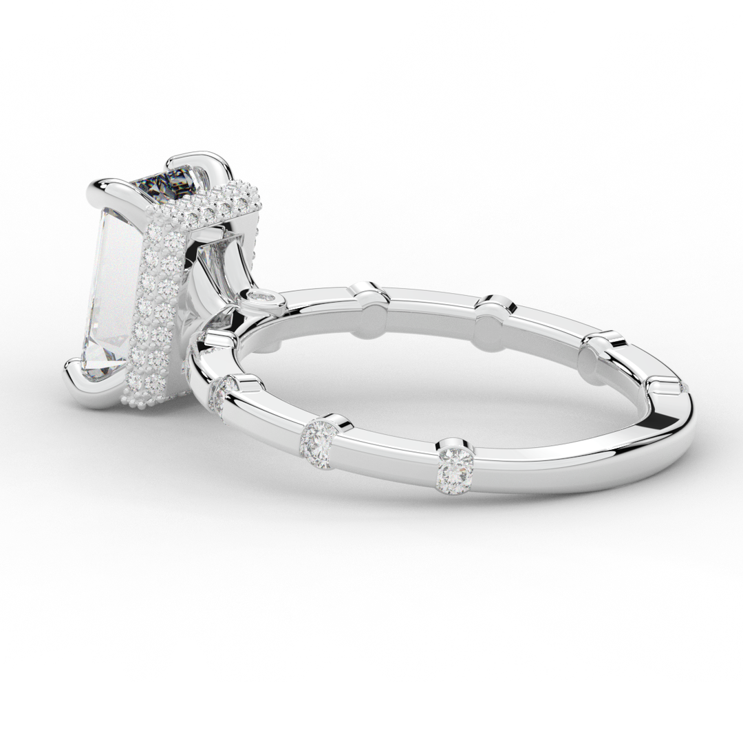 2.60CT.TW RADIANT LAB DIAMOND UNDERHALO SOLITAIRE ENGAGEMENT RING - Nazarelle