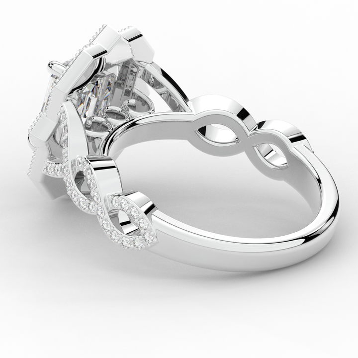 1.90CT.TW EMERALD CUT LAB DIAMOND HALO ENGAGEMENT RING - Nazarelle