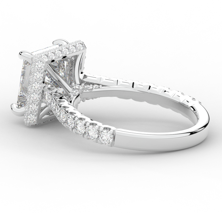 3.90CT.TW PRINCESS LAB DIAMOND HALO ENGAGEMENT RING - Nazarelle