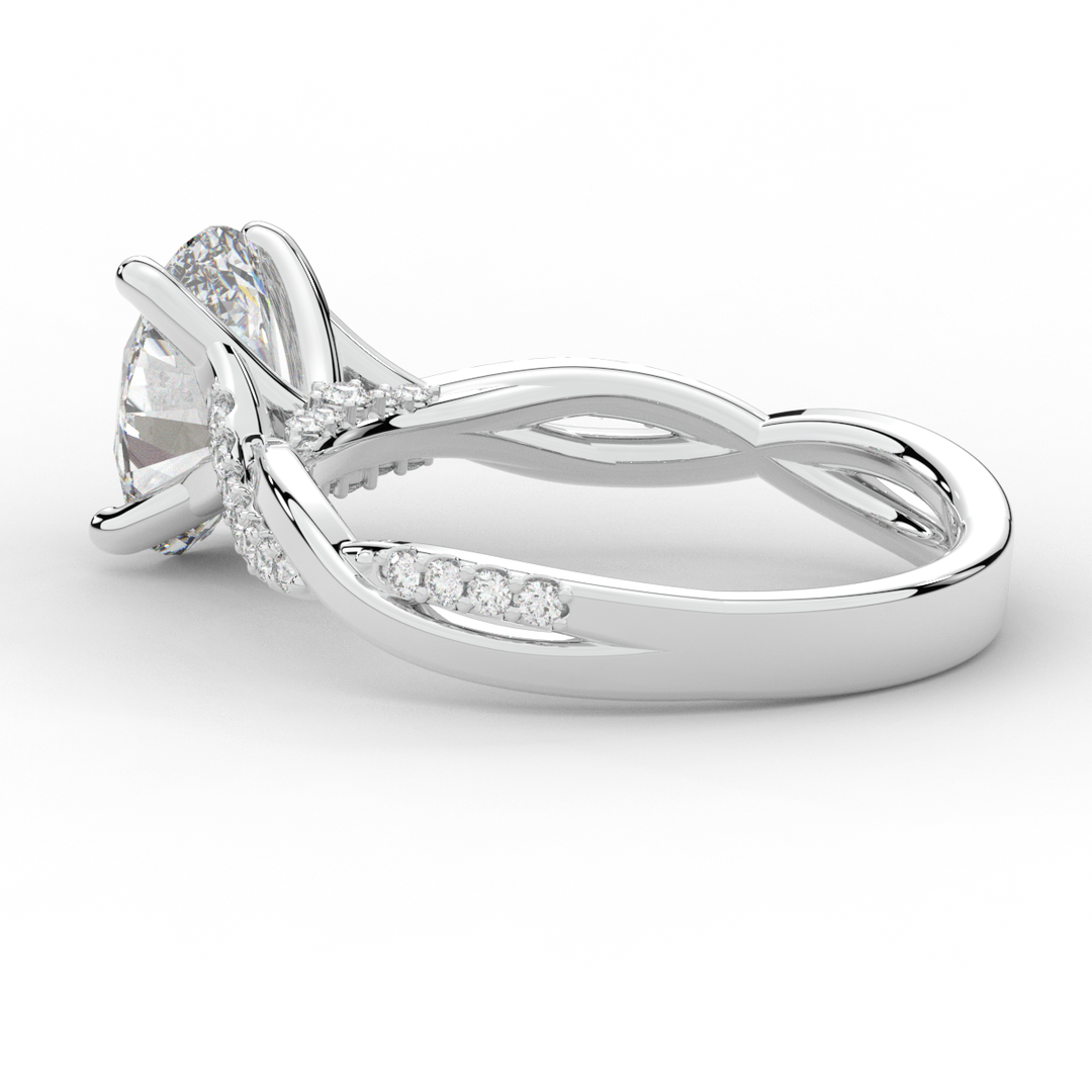 1.70CT.TW OVAL LAB DIAMOND TWIST BAND ENGAGEMENT RING - Nazarelle