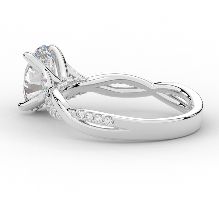 1.70CT.TW OVAL LAB DIAMOND TWIST BAND ENGAGEMENT RING - Nazarelle