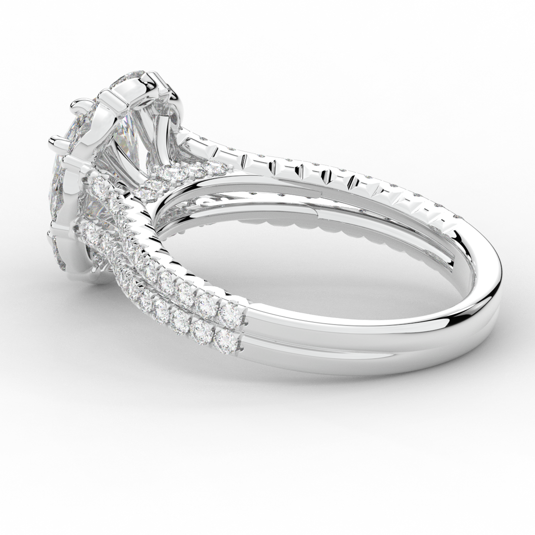 2.30CT.TW OVAL LAB DIAMOND HALO SPLIT SHANK ENGAGEMENT RING - Nazarelle