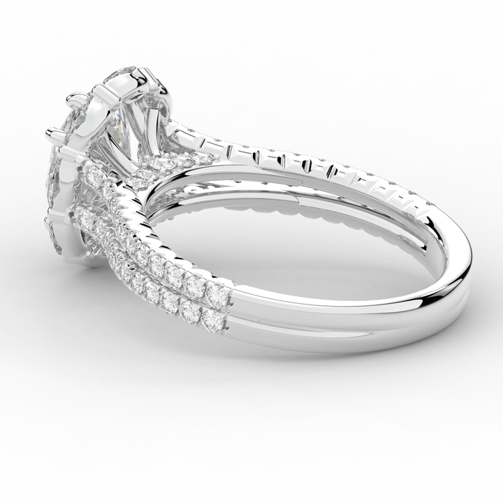 2.30CT.TW OVAL LAB DIAMOND HALO SPLIT SHANK ENGAGEMENT RING - Nazarelle