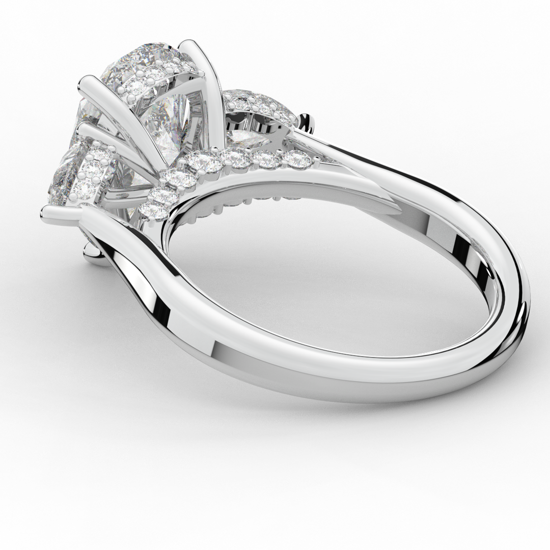 3.70CT.TW PEAR LAB DIAMOND 3 STONE ENGAGEMENT RING - Nazarelle