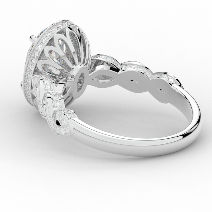 3.10CT.TW OVAL LAB DIAMOND HALO ENGAGEMENT RING - Nazarelle