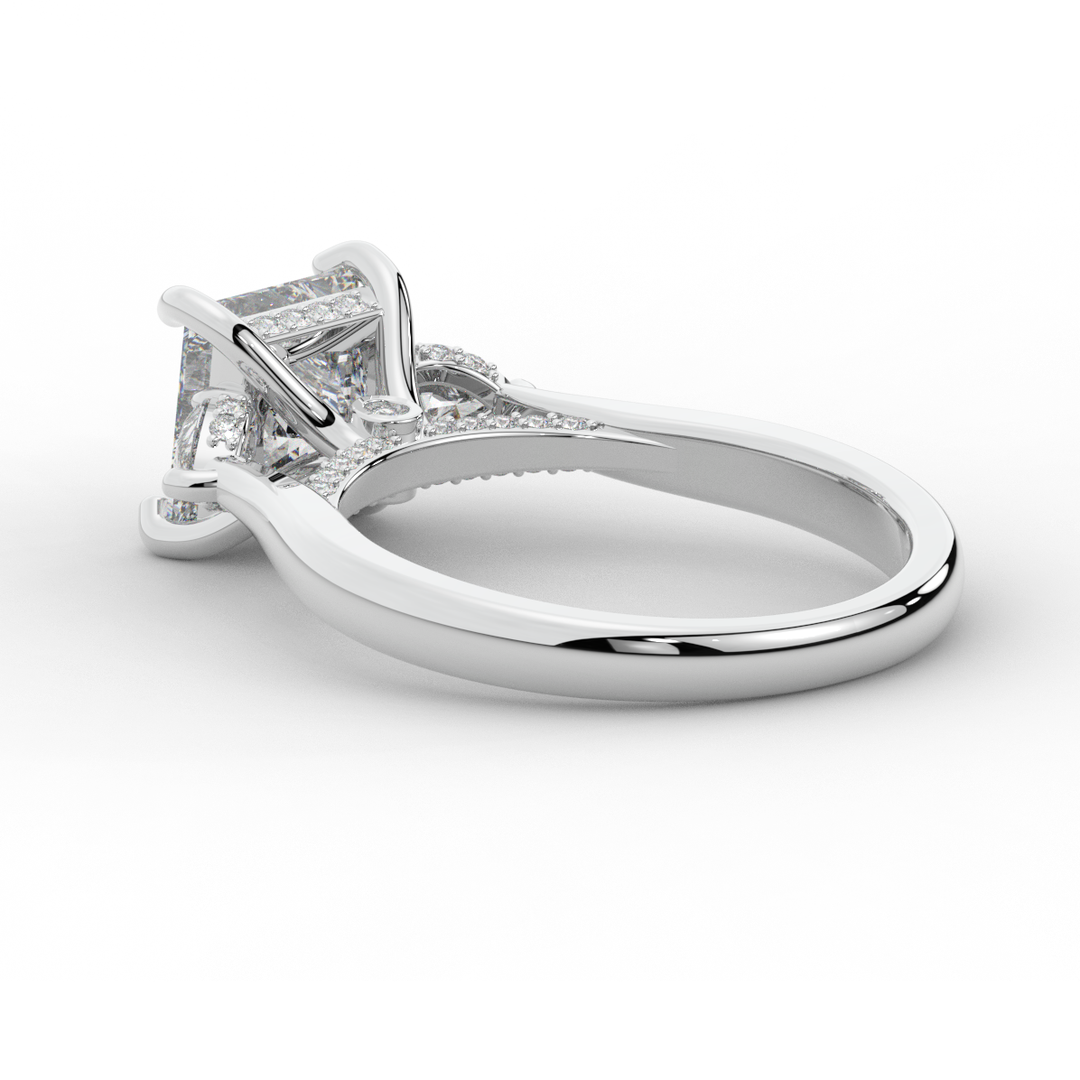 2.40CT.TW PRINCESS LAB DIAMOND 3 STONE ENGAGEMENT RING - Nazarelle