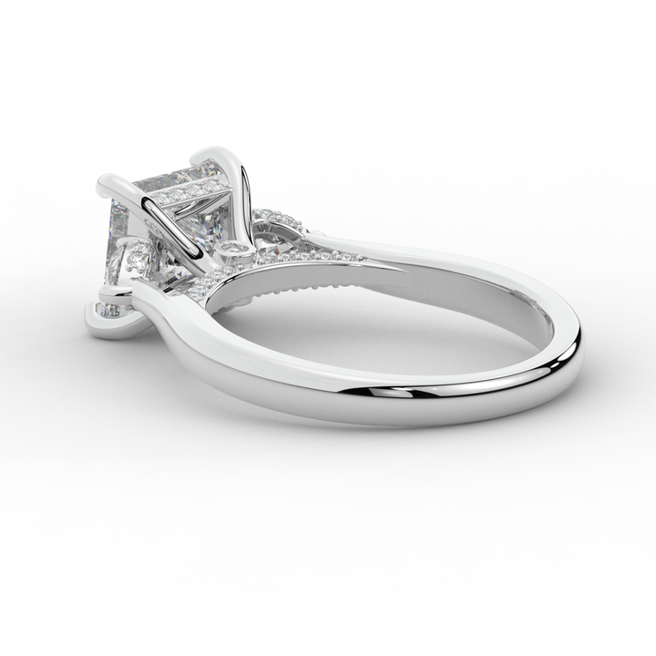 2.40CT.TW PRINCESS LAB DIAMOND 3 STONE ENGAGEMENT RING - Nazarelle