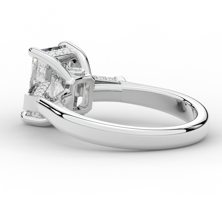 3.45CT.TW RADIANT LAB DIAMOND 3 STONE ENGAGEMENT RING - Nazarelle