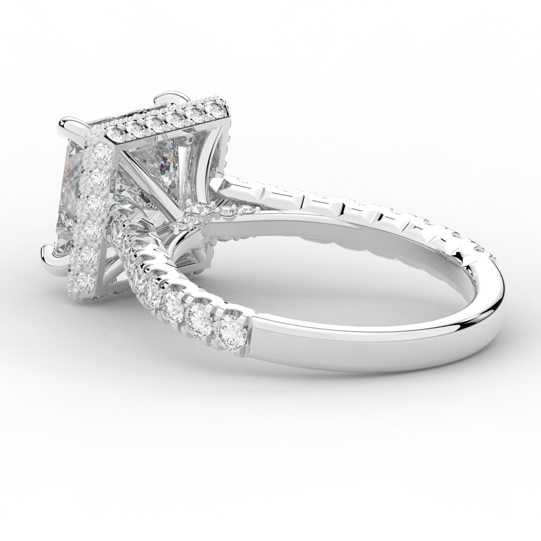 3.90CT.TW PRINCESS LAB DIAMOND HALO ENGAGEMENT RING - Nazarelle