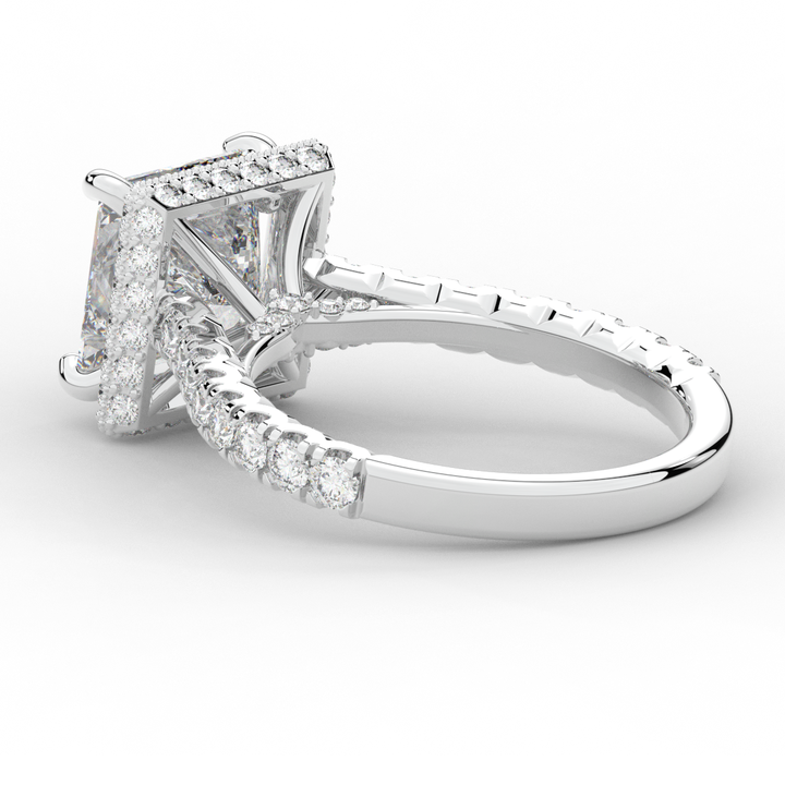 3.90CT.TW PRINCESS LAB DIAMOND HALO ENGAGEMENT RING - Nazarelle