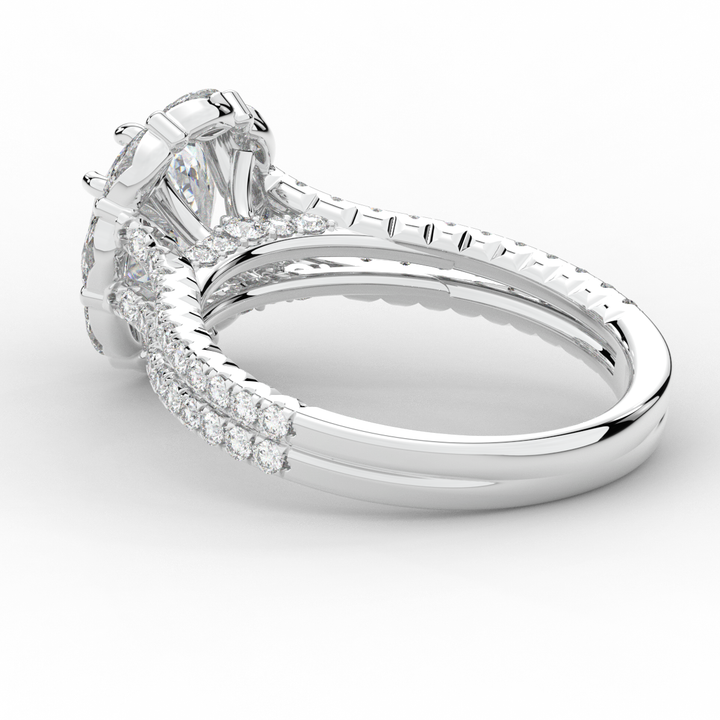 2.30CT.TW OVAL LAB DIAMOND HALO SPLIT SHANK ENGAGEMENT RING - Nazarelle