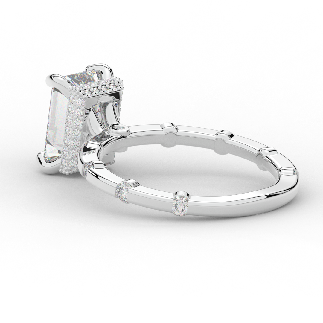 2.60CT.TW RADIANT LAB DIAMOND UNDERHALO SOLITAIRE ENGAGEMENT RING - Nazarelle