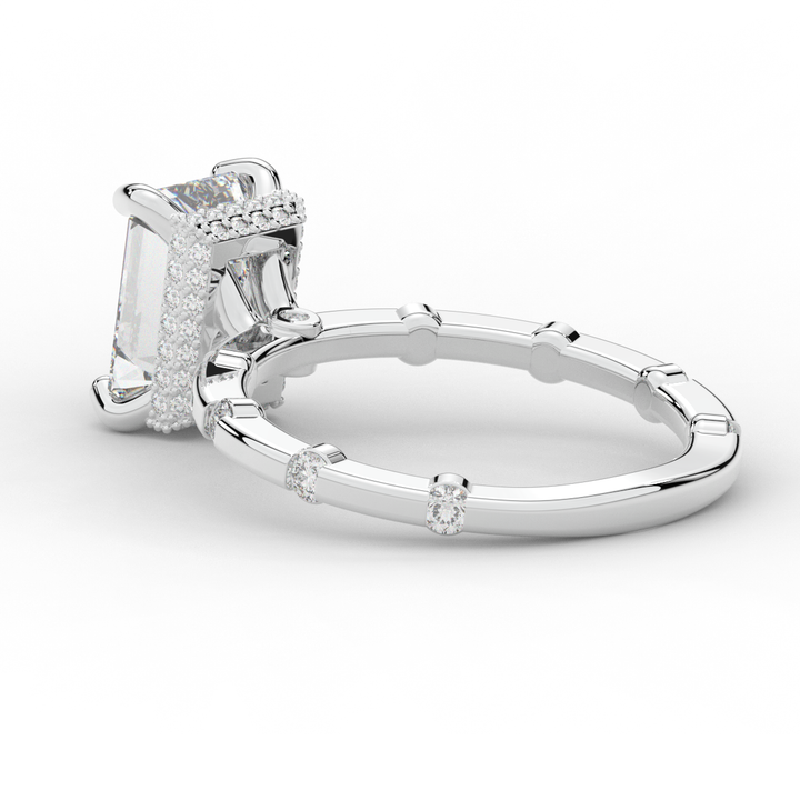 2.60CT.TW RADIANT LAB DIAMOND UNDERHALO SOLITAIRE ENGAGEMENT RING - Nazarelle