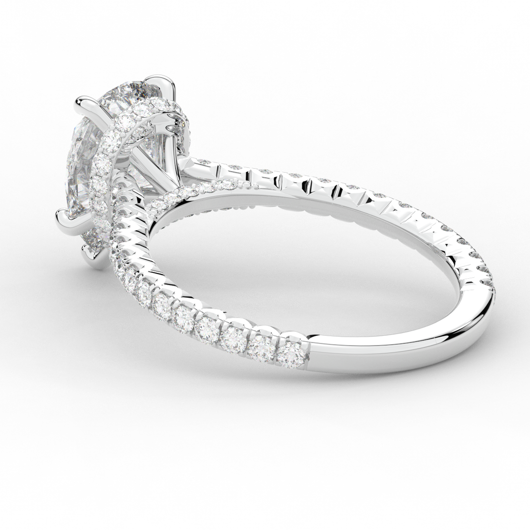 2.50CT.TW PEAR LAB DIAMOND UNDERHALO SOLITAIRE ENGAGEMENT RING - Nazarelle
