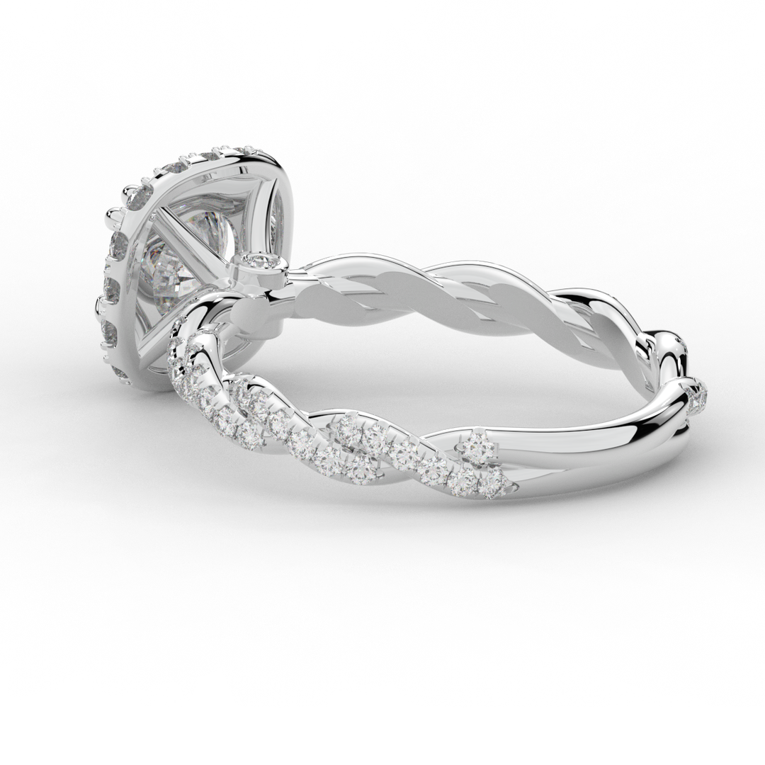 1.55CT.TW ROUND LAB DIAMOND HALO TWIST ENGAGEMENT RING - Nazarelle