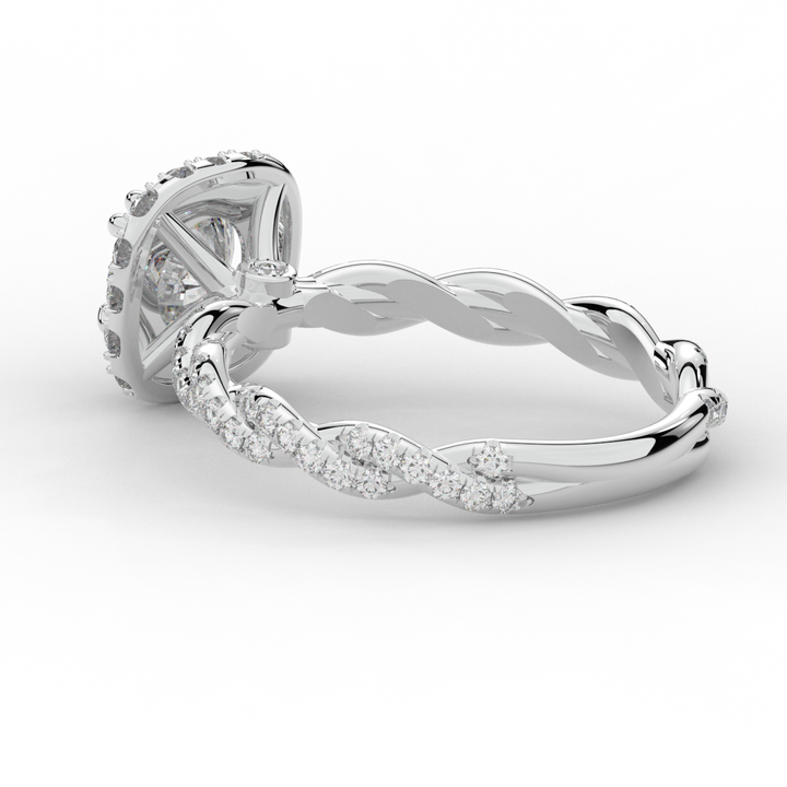 1.55CT.TW ROUND LAB DIAMOND HALO TWIST ENGAGEMENT RING - Nazarelle