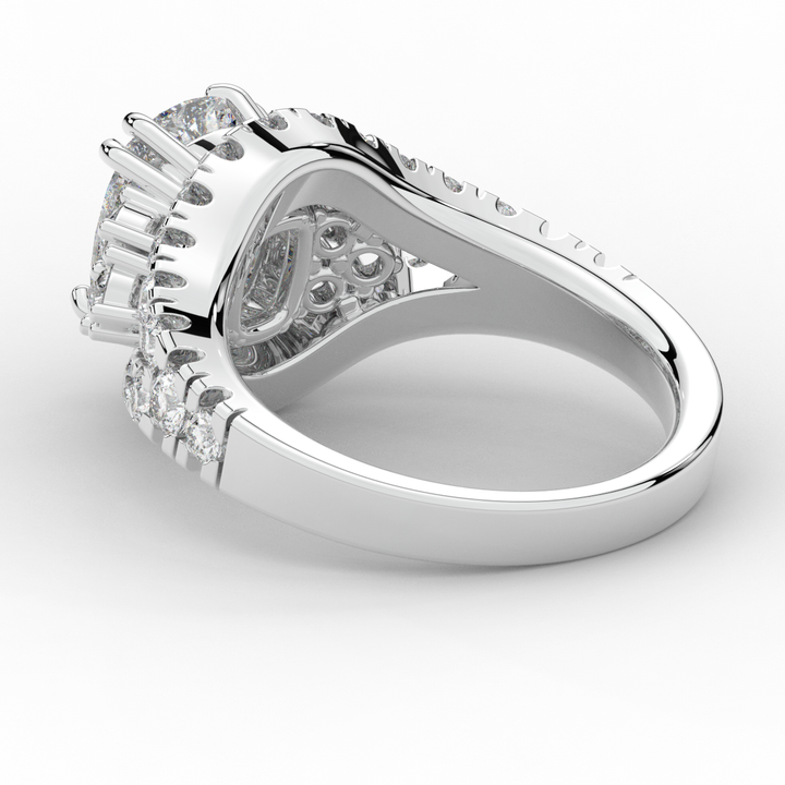 3.10CT.TW CUSHION LAB DIAMOND HALO ENGAGEMENT RING - Nazarelle