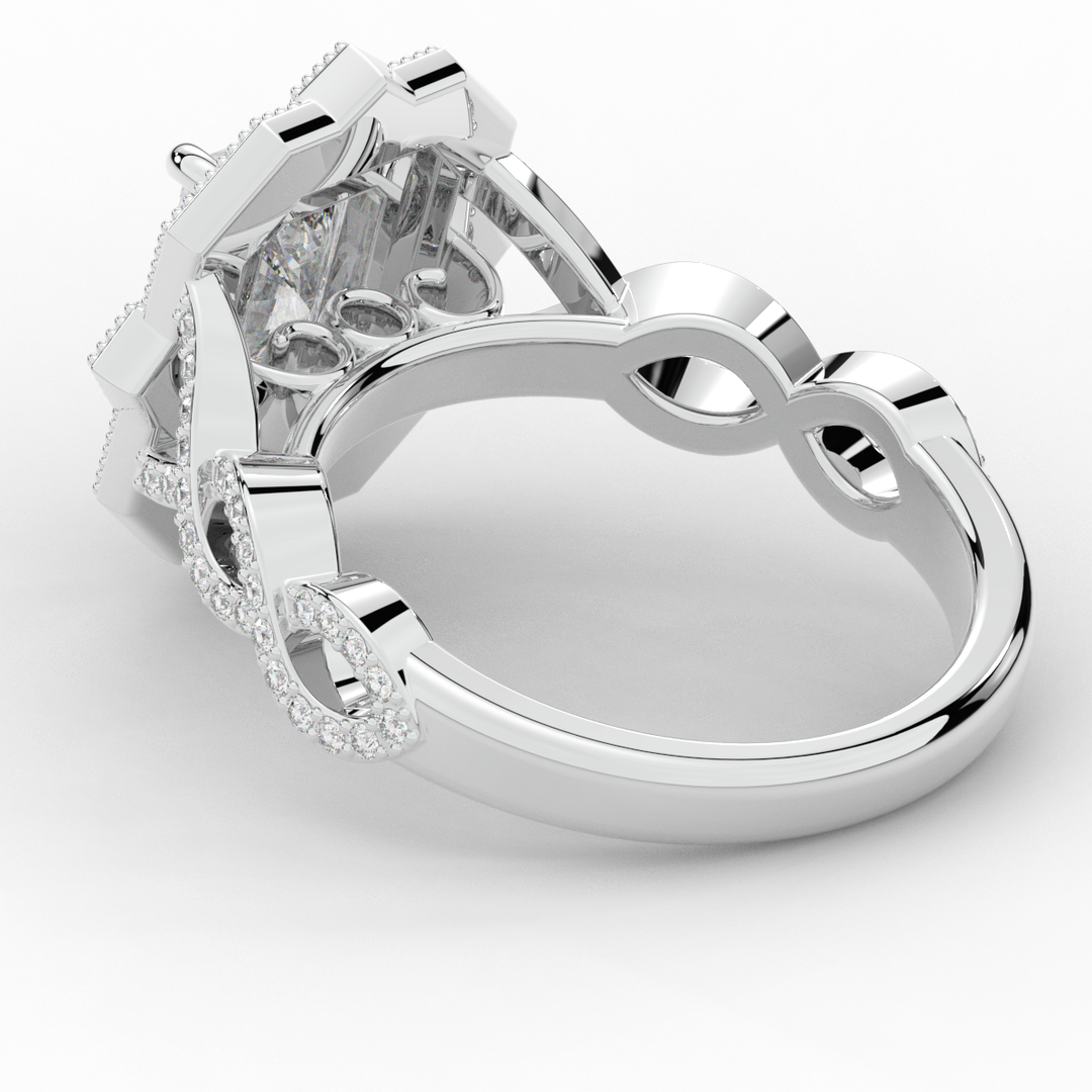 1.90CT.TW RADIANT LAB DIAMOND HALO ENGAGEMENT RING - Nazarelle