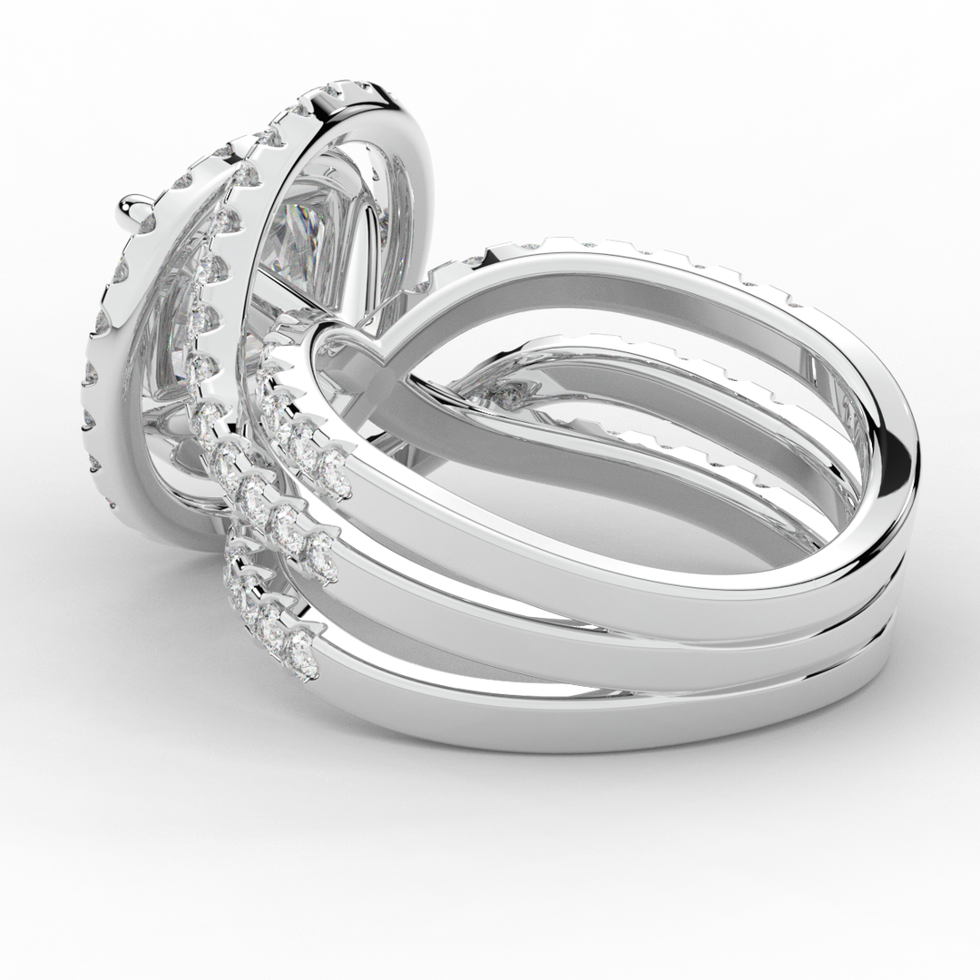 3.90CT.TW ROUND LAB DIAMOND TWIST HALO ENGAGEMENT RING - Nazarelle