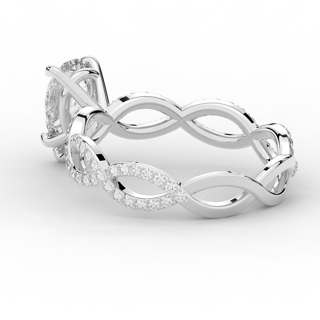 1.30CT.TW PEAR LAB DIAMOND TWIST BAND ENGAGEMENT RING - Nazarelle