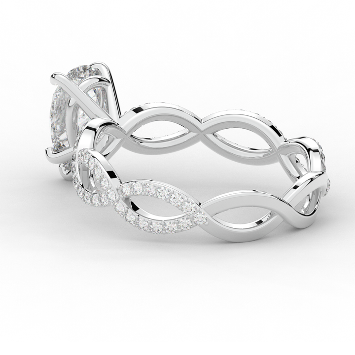 1.30CT.TW PEAR LAB DIAMOND TWIST BAND ENGAGEMENT RING - Nazarelle
