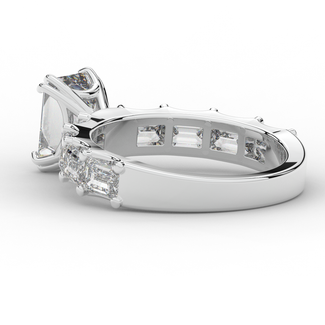 3.75CT.TW EMERALD CUT LAB DIAMOND SOLITAIRE ENGAGEMENT RING