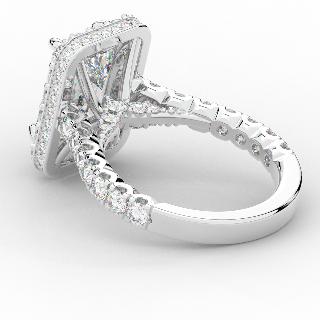 4.50CT.TW EMERALD CUT LAB DIAMOND HALO ENGAGEMENT RING - Nazarelle