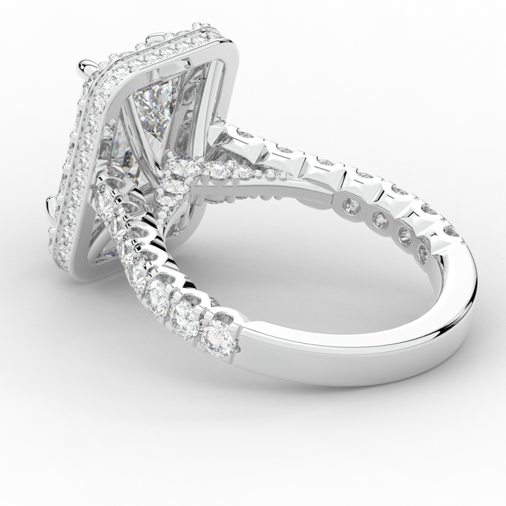4.50CT.TW EMERALD CUT LAB DIAMOND HALO ENGAGEMENT RING - Nazarelle