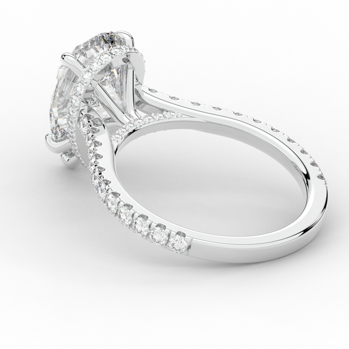 4.60CT.TW PEAR LAB DIAMOND UNDERHALO SOLITAIRE ENGAGEMENT RING - Nazarelle