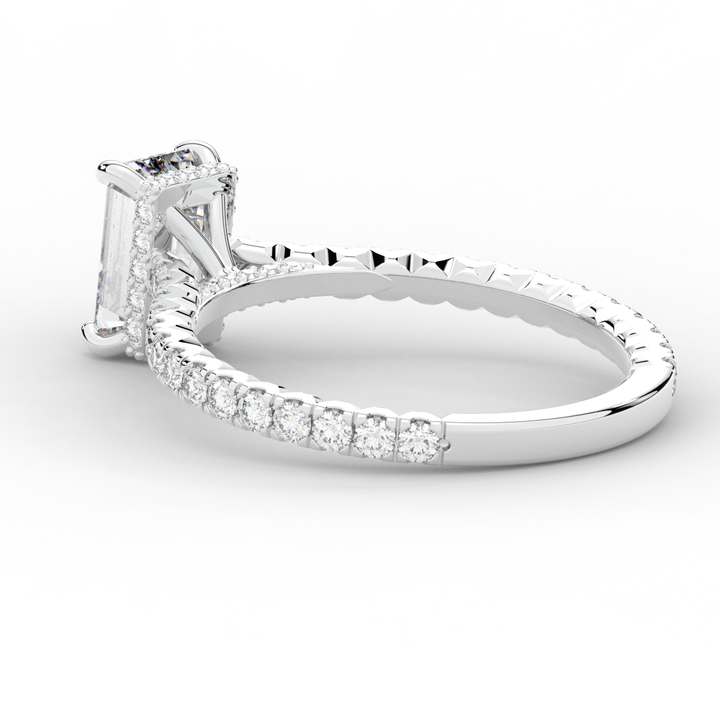 2.10CT.TW EMERALD CUT LAB DIAMOND UNDERHALO SOLITAIRE ENGAGEMENT RING - Nazarelle