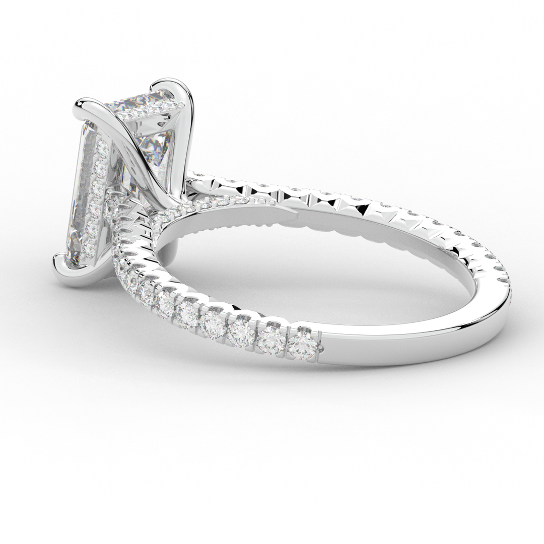 3.50CT.TW EMERALD CUT LAB DIAMOND UNDERHALO SOLITAIRE ENGAGEMENT RING - Nazarelle