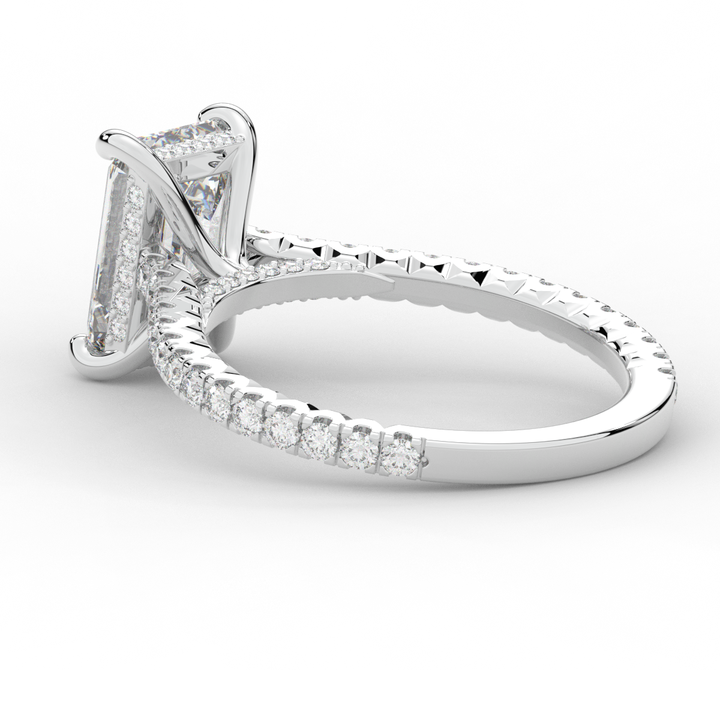 3.50CT.TW EMERALD CUT LAB DIAMOND UNDERHALO SOLITAIRE ENGAGEMENT RING - Nazarelle