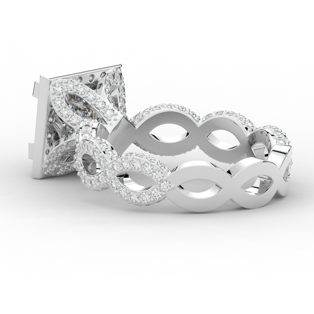 2.40CT.TW PRINCESS LAB DIAMOND HALO ENGAGEMENT RING - Nazarelle
