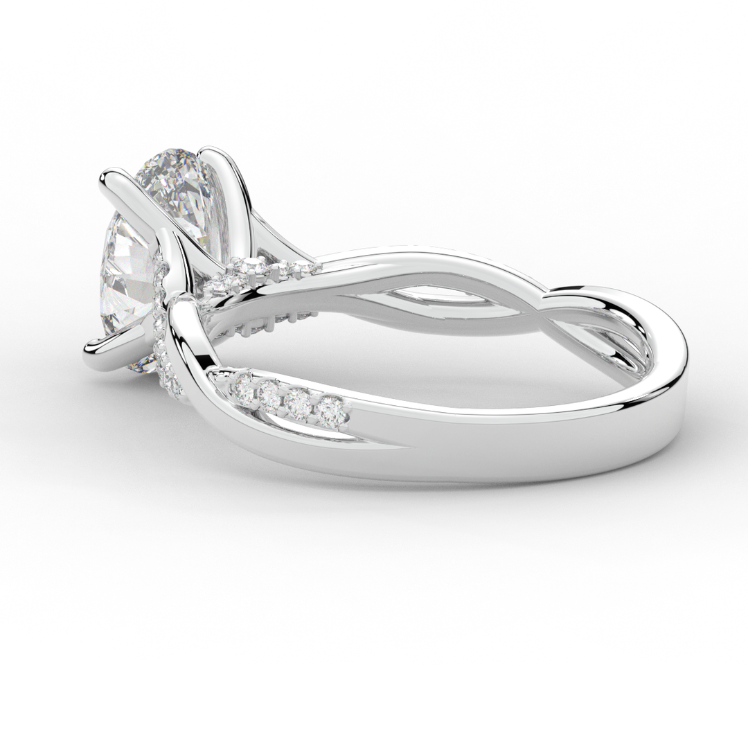 1.70CT.TW OVAL LAB DIAMOND TWIST BAND ENGAGEMENT RING - Nazarelle