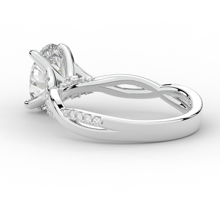 1.70CT.TW OVAL LAB DIAMOND TWIST BAND ENGAGEMENT RING - Nazarelle