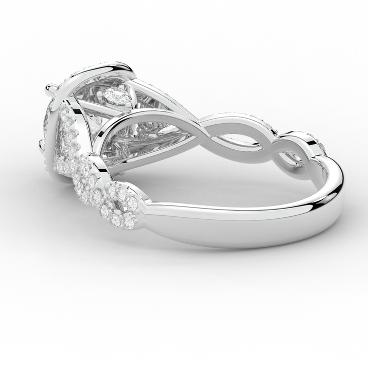 1.60CT.TW ROUND LAB DIAMOND HALO TWIST ENGAGEMENT RING - Nazarelle