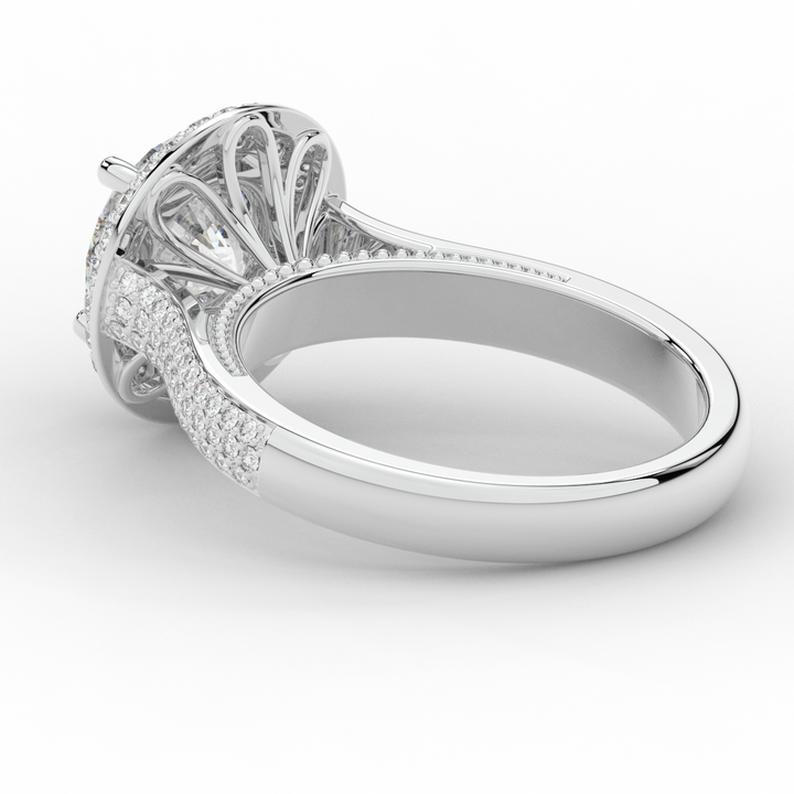 2.45CT.TW ROUND LAB DIAMOND HALO ENGAGEMENT RING - Nazarelle