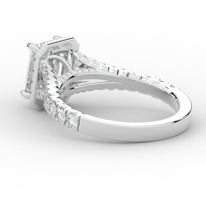 2.60CT.TW RADIANT LAB DIAMOND SPLIT SHANK HALO ENGAGEMENT RING - Nazarelle