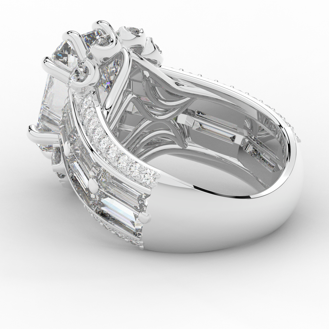 8.25CT.TW EMERALD CUT LAB DIAMOND HALO ENGAGEMENT RING - Nazarelle