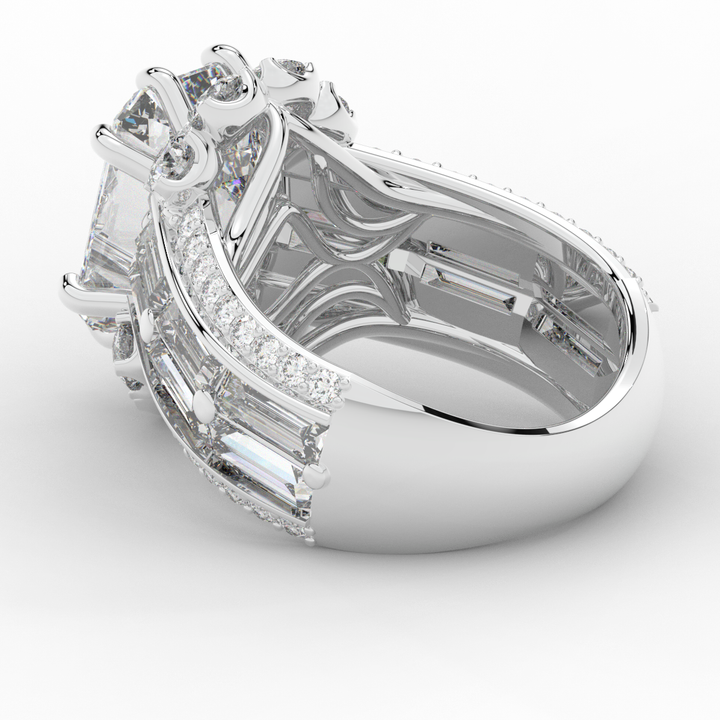 8.25CT.TW EMERALD CUT LAB DIAMOND HALO ENGAGEMENT RING - Nazarelle