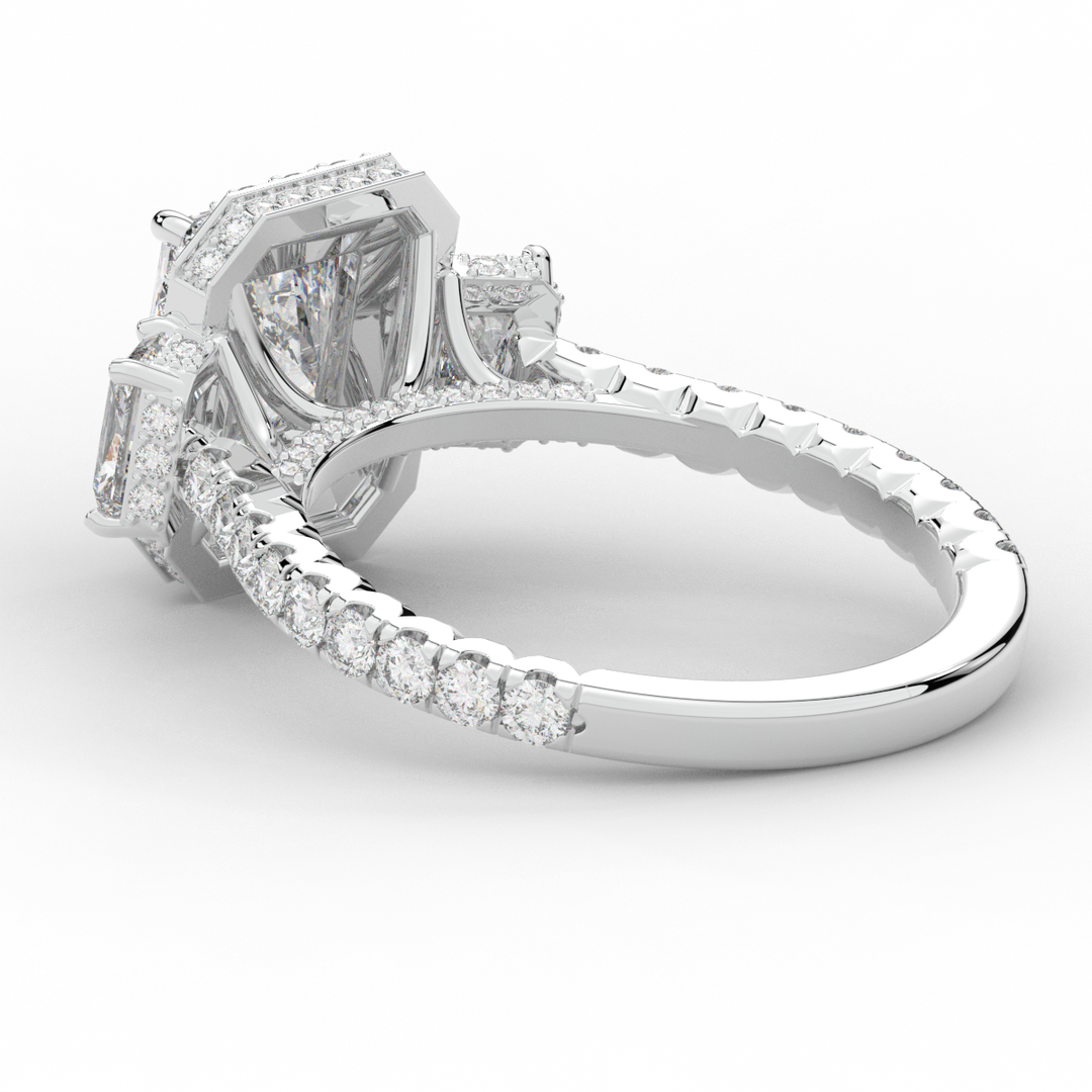 3.20CT.TW RADIANT LAB DIAMOND 3 STONE ENGAGEMENT RING - Nazarelle