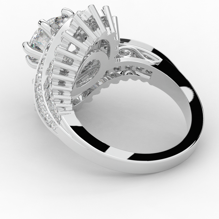 3.35CT.TW ROUND LAB DIAMOND BYPASS HALO ENGAGEMENT RING - Nazarelle