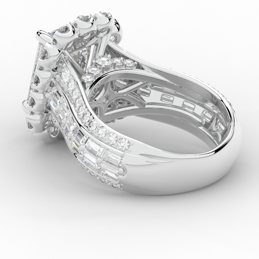 8.00CT.TW EMERALD CUT LAB DIAMOND HALO ENGAGEMENT RING - Nazarelle