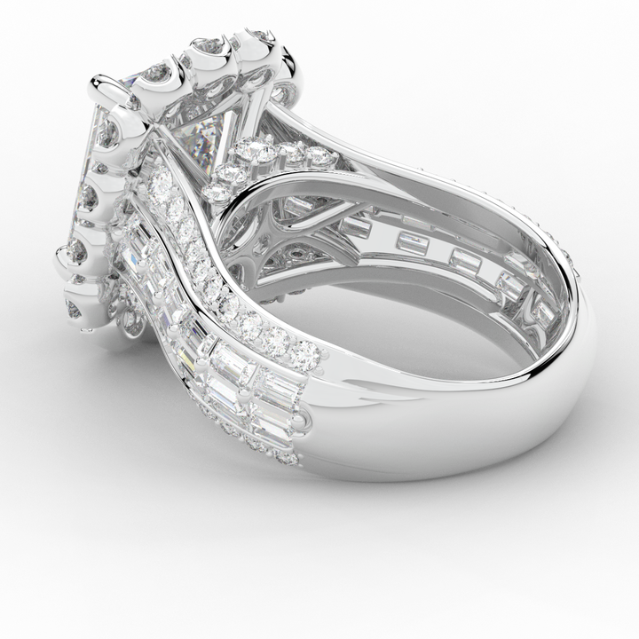 8.00CT.TW EMERALD CUT LAB DIAMOND HALO ENGAGEMENT RING - Nazarelle